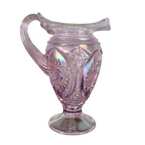Fenton Glass Pitcher Purple Hobstar Iridescent Irridized Opalescent Carnival